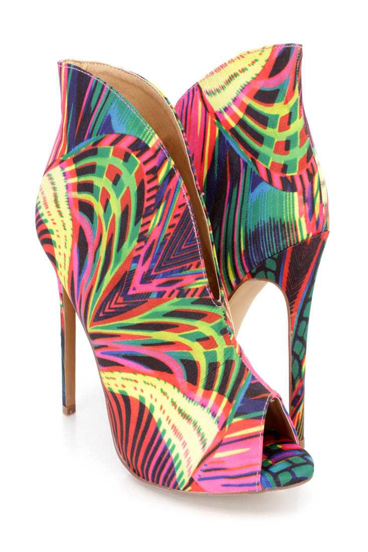 Multi Single Sole Stiletto Heel Ankle Booties Fabric