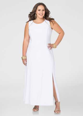 Studded Front Slit Maxi Dress