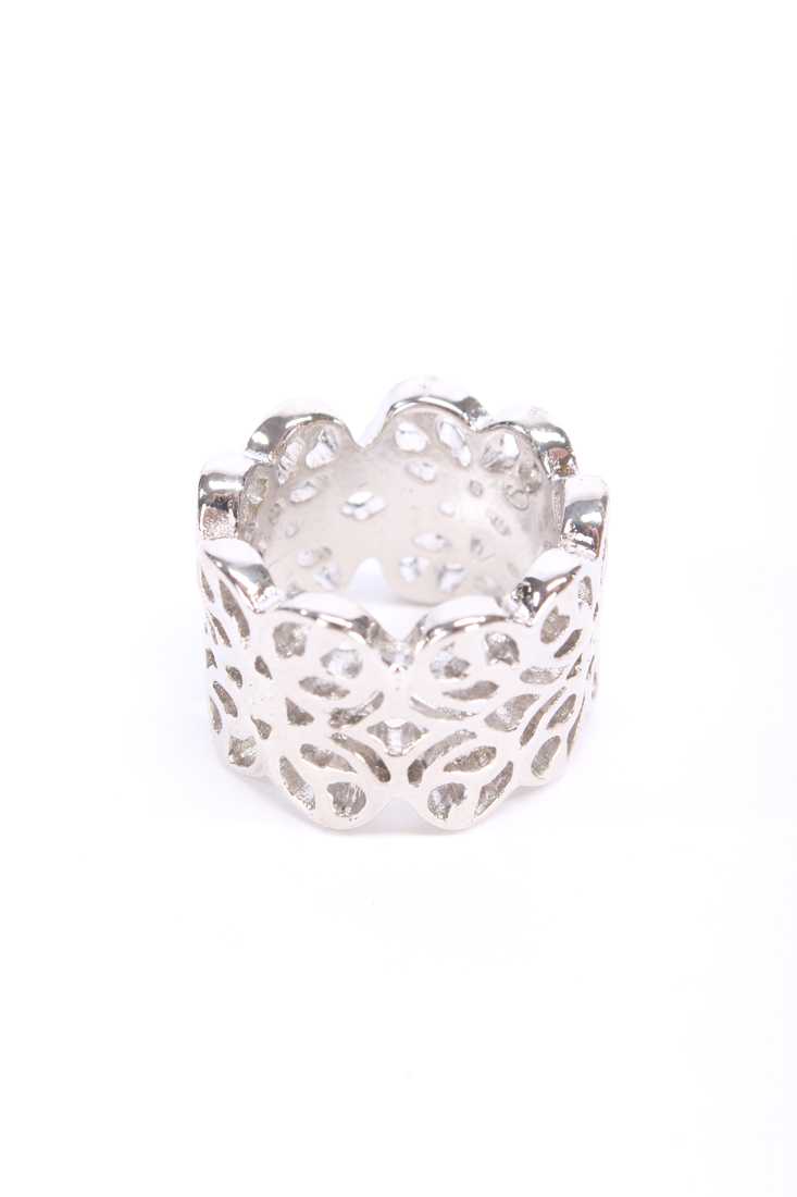 Silver Carved Out Detail High Polish Ring