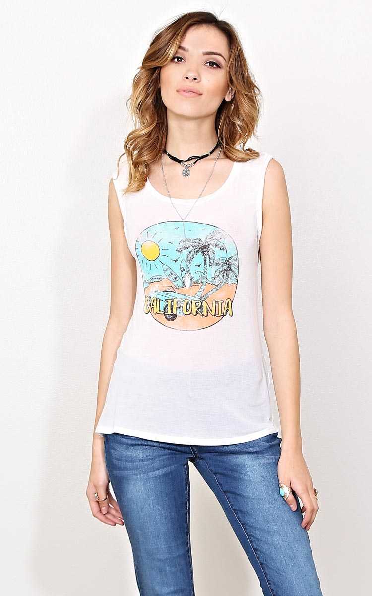 CALIFORNIA Beaches Knit Tank - - Ivry/Natrl in Size by Styles For Less
