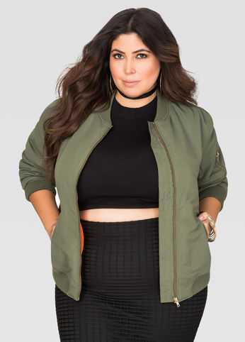 Nylon Zip Bomber Jacket