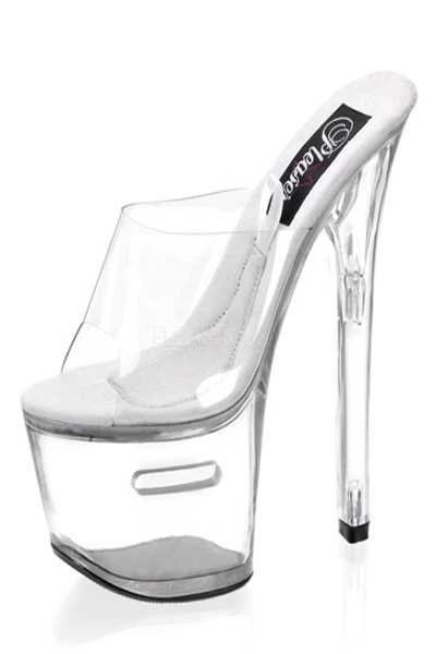Clear Polyvinyl Tip Jar Slot Platform High Heels