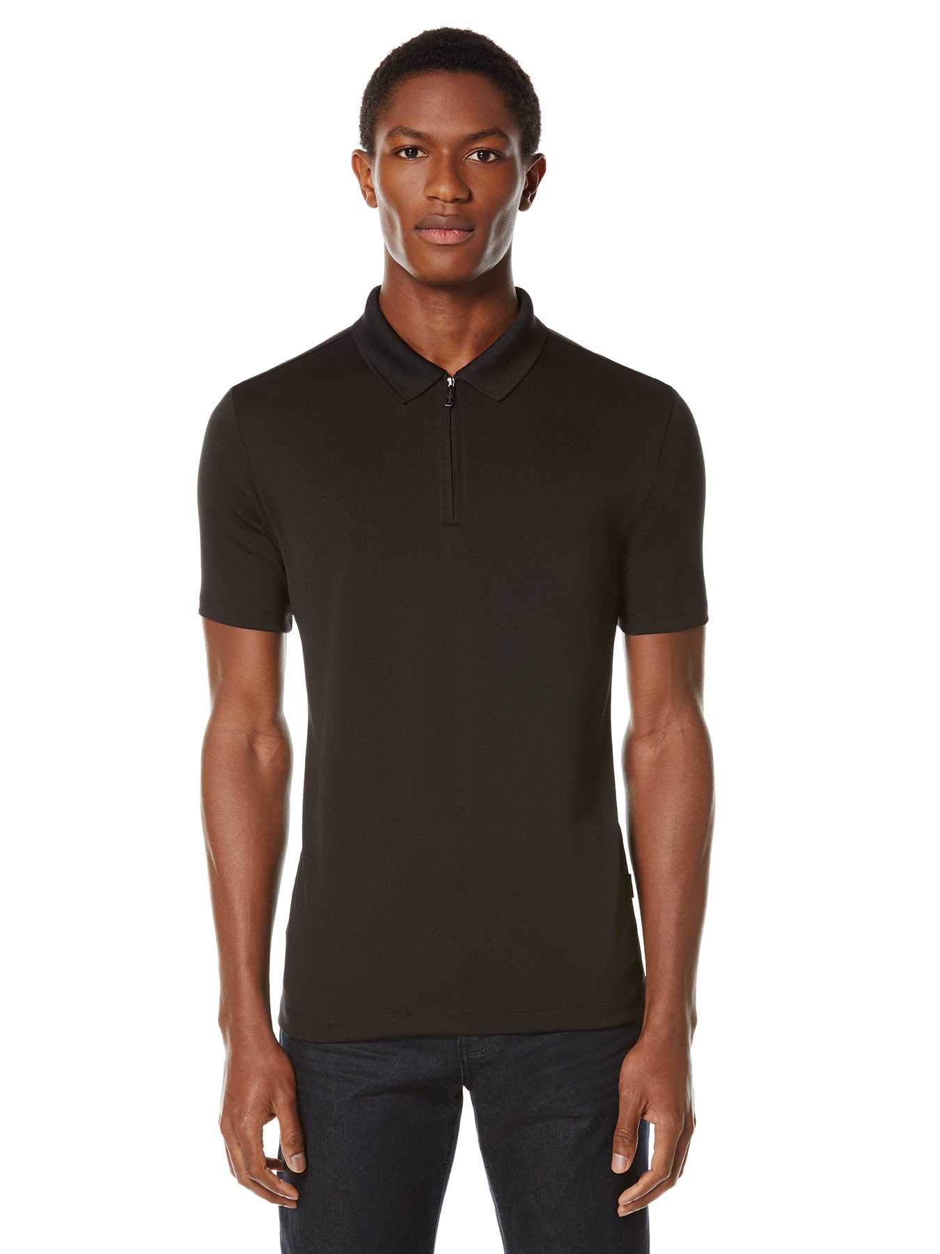 Perry Ellis Short Sleeve Mesh Zip Polo