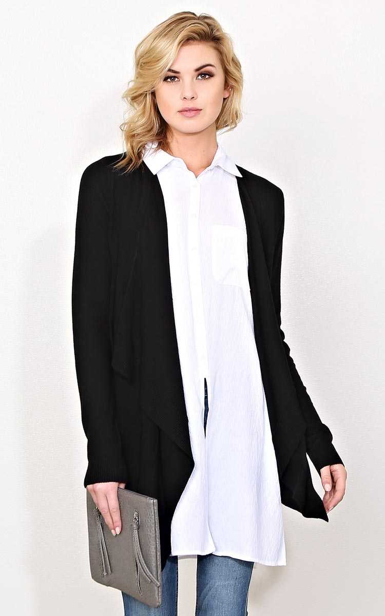 Here With Me Sweater Knit Wrap - SML - Black in Size Small by Styles For Less