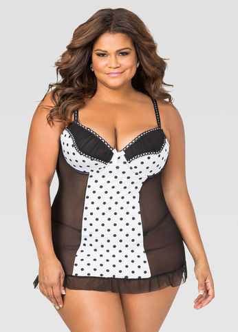 Polka Dot Chemise Lingerie Set