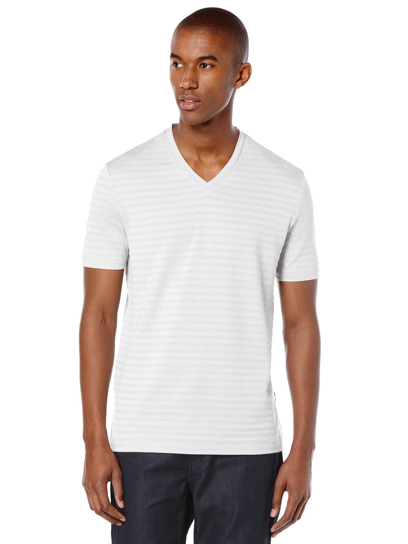 Perry Ellis Short Sleeve Textured Stripe Shirt
