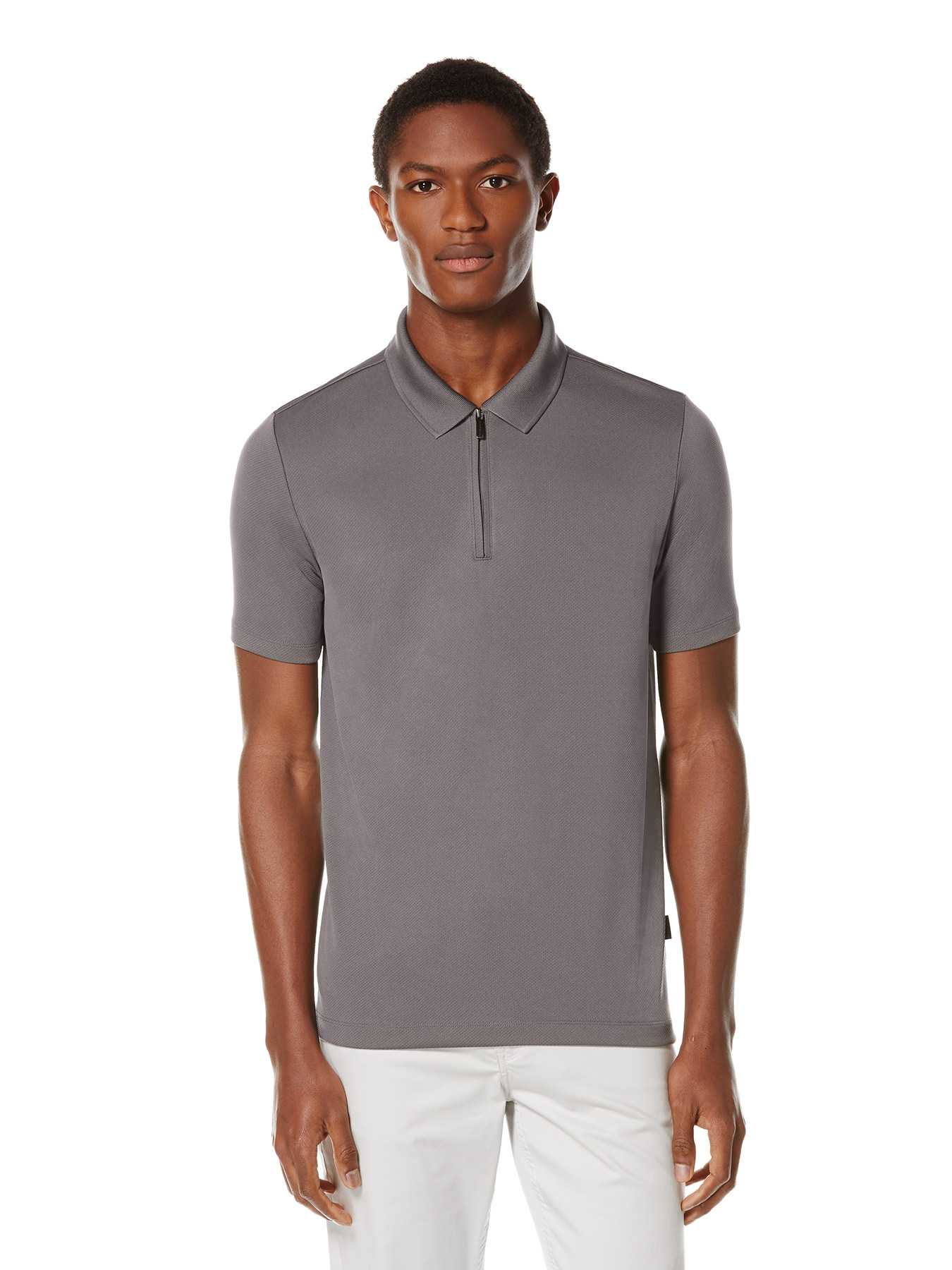 Perry Ellis Short Sleeve Mesh Zip Polo