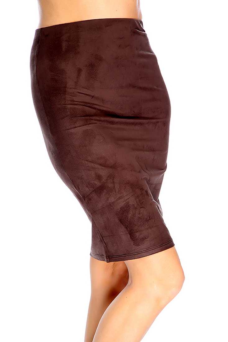 Dark Brown High Waist Pencil Skirt