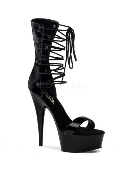 Black Patent Lace Up Ankle High Heels