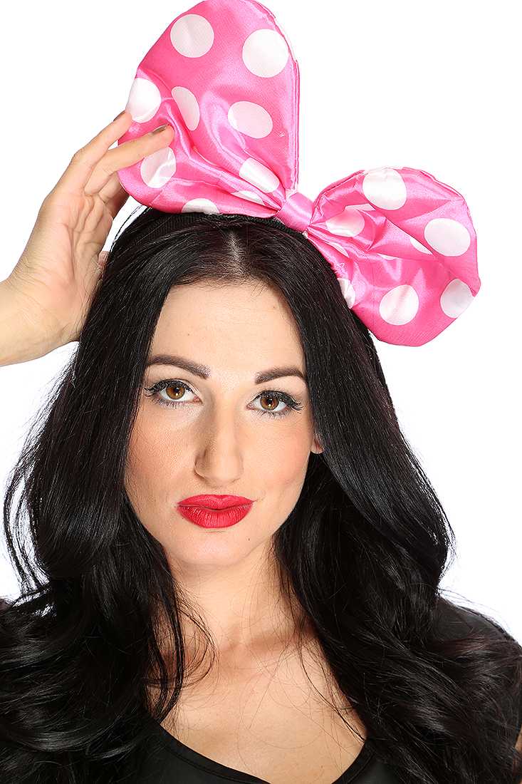 1 PC Pink Polka Dotted Mouse Ear Headband