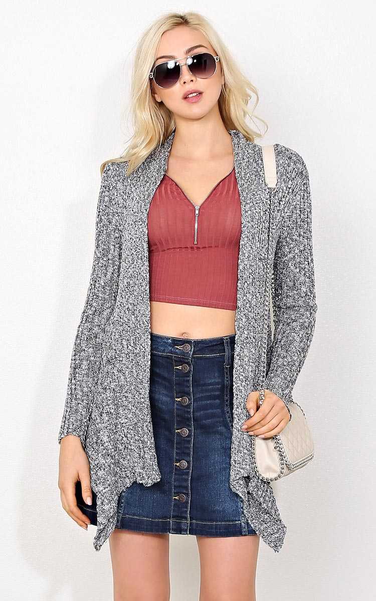 Cozy Feel Marled Rib Knit Wrap - LGE - Black Combo in Size Large by Styles For Less