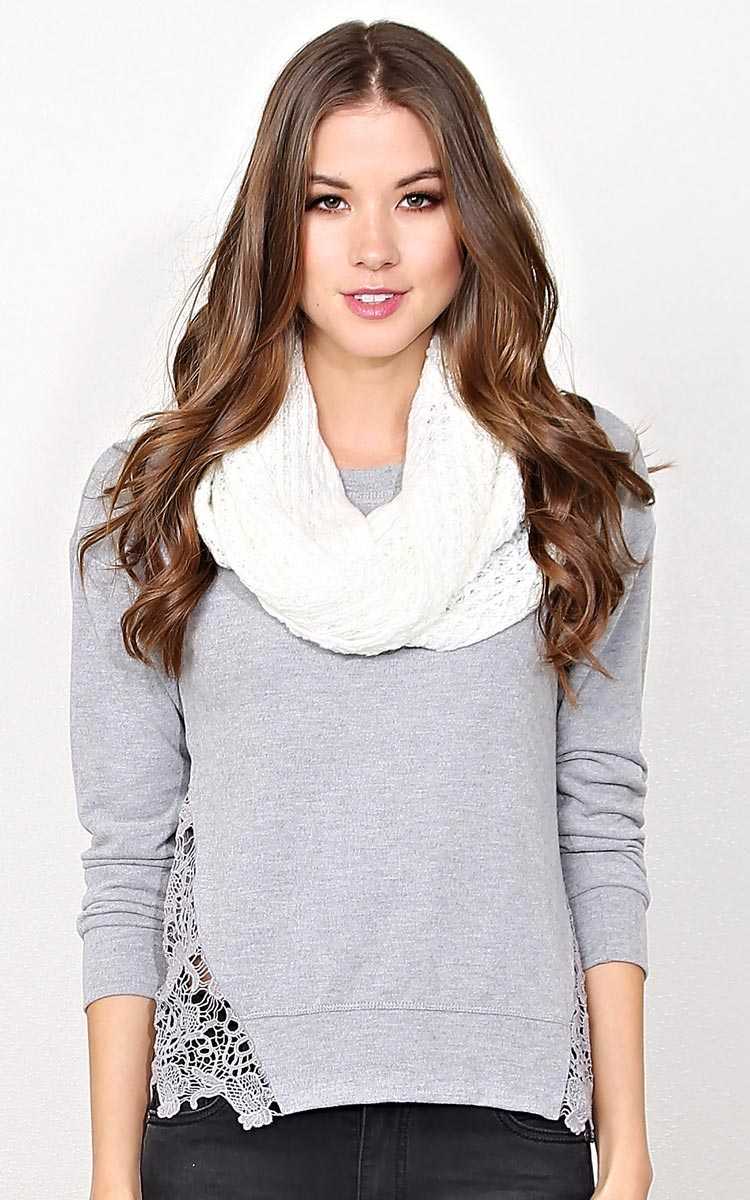 Belgium Eyelet Knit Scarf - N/S - Black by Styles For Less