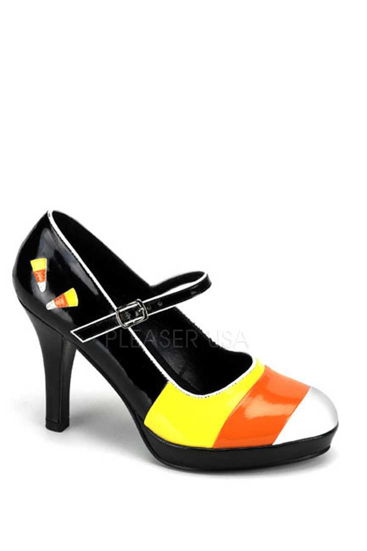 Black Yellow Orange White Candycorn High Heels Patent