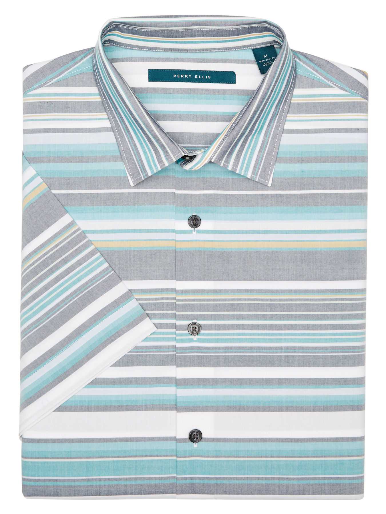 Perry Ellis Short Sleeve Multi Color Stripe Shirt
