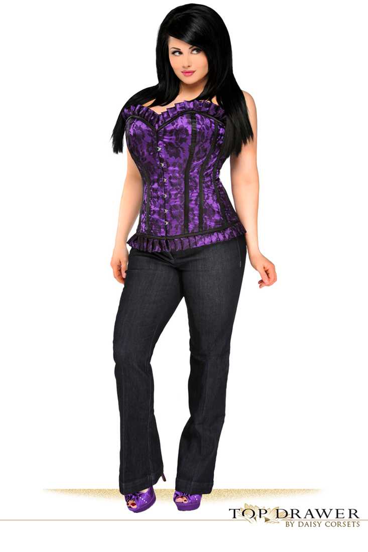 Purple Lace Steel Boned Corset Plus Size