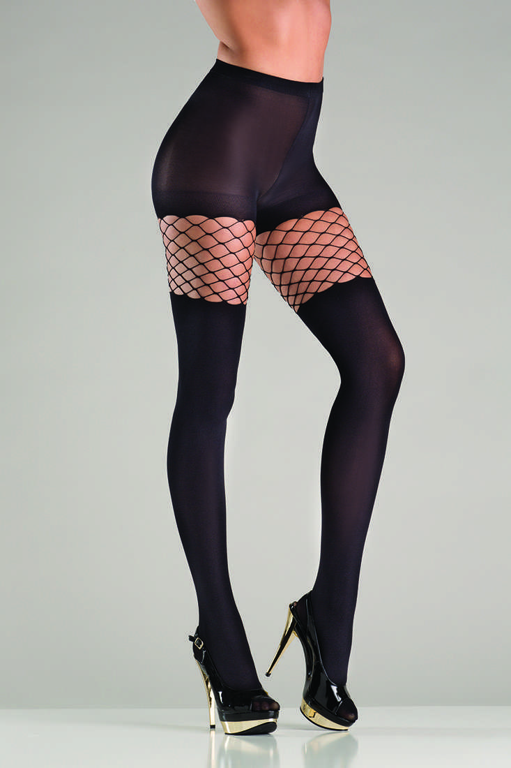 Black Diamond Net Top Opaque Pantyhose