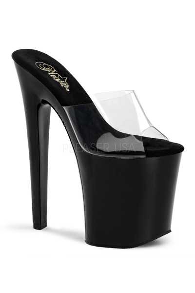 Clear Black Slip On Platform High Heels