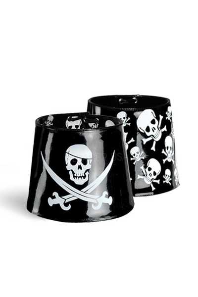 Black Patent Skull Reversible Boot Cuffs