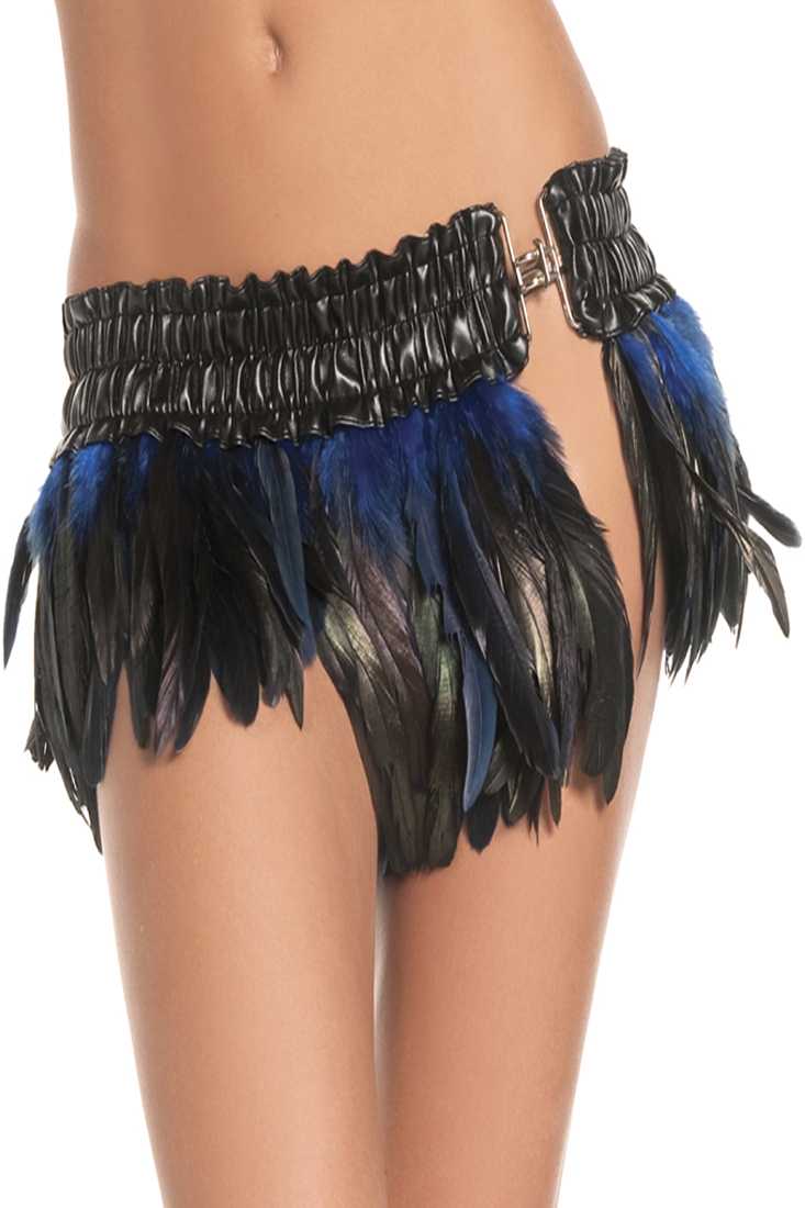 Blue Feather Mini Skirt Sexy Costume