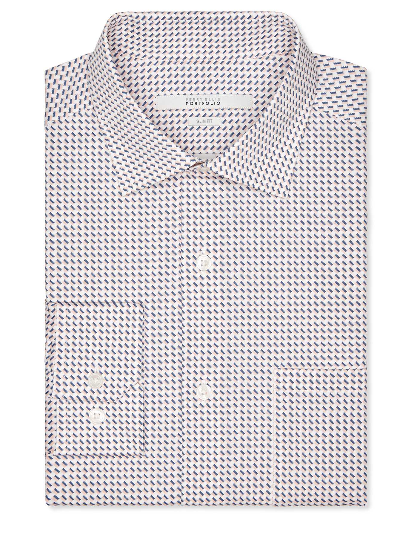 Perry Ellis Slim Fit Stamp Print Dress Shirt