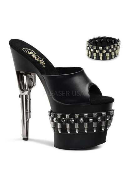 Black Gunmetal Bullet Gun High Heels