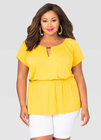Beaded Keyhole Peasant Top