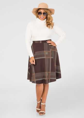 Plaid Flare Skirt