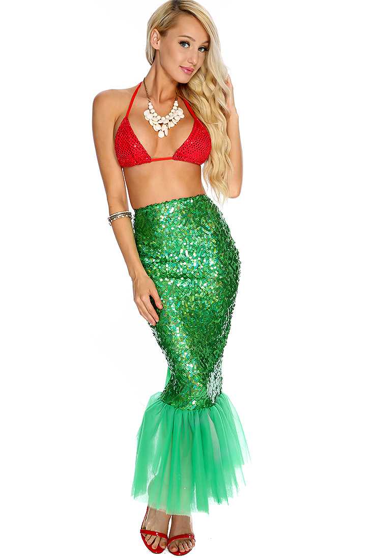 Red Green 2. Piece Sexy Mermaid Costume