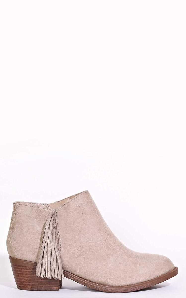 SODA Belize Fringe Ankle Boots - Taupe in Size by Styles For Less