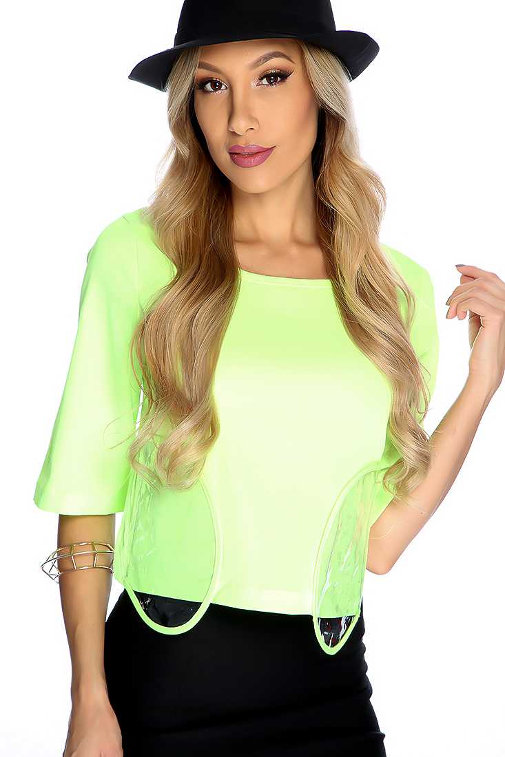Neon Lime Quarter Clear Cut Out Design Top