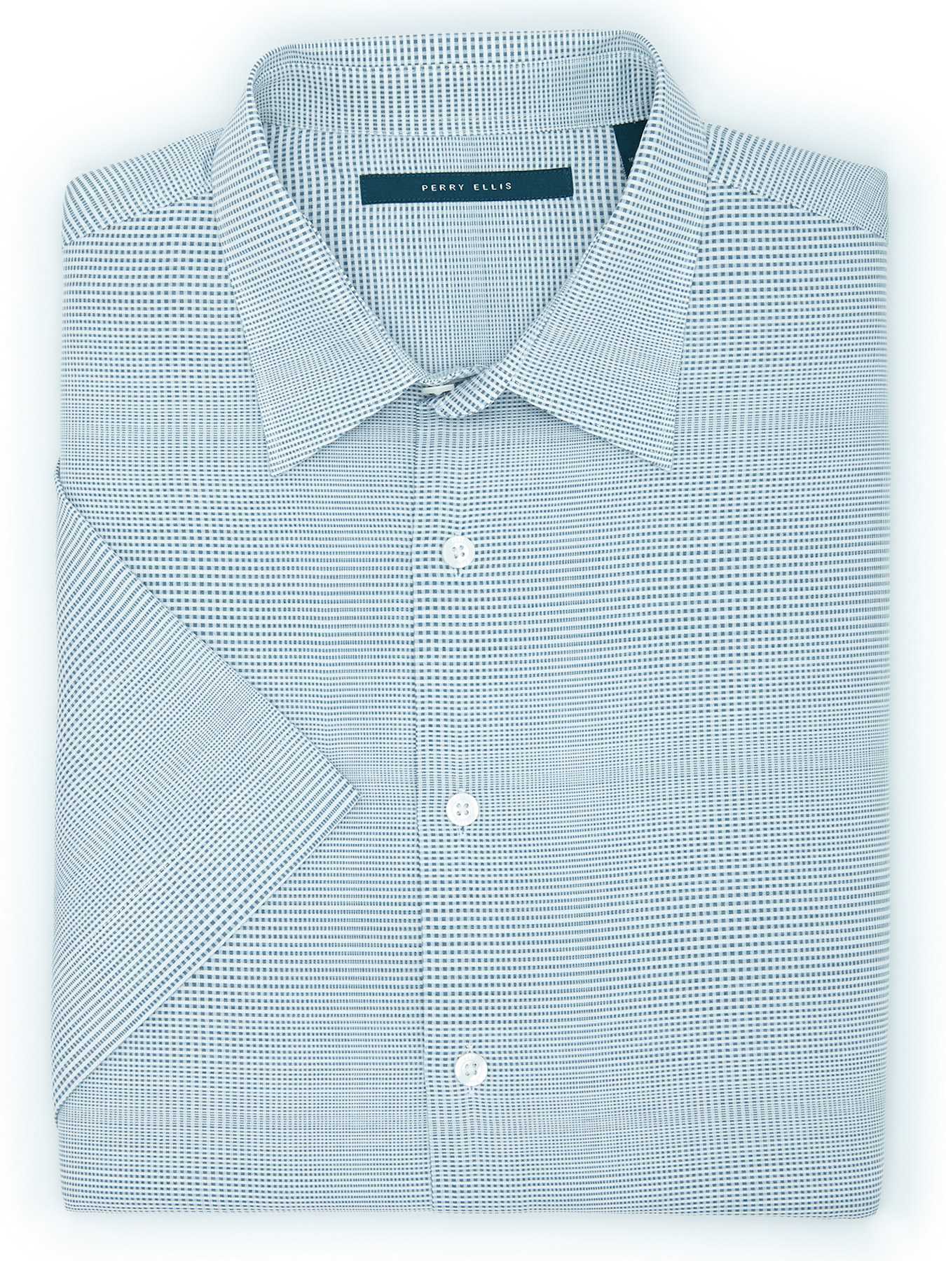Perry Ellis Dobby Weave Ombre Plaid Shirt