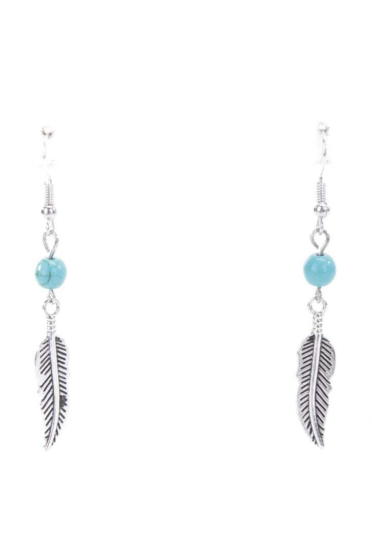 Silver High Polish Metal Dangle Leaf Earrings