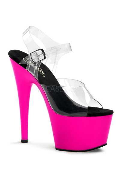 Clear Neon Pink UV Platform High Heels