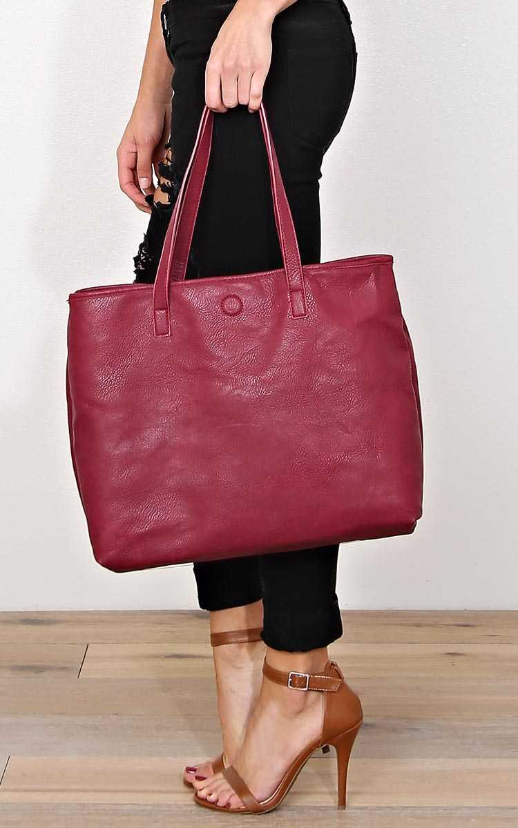 Trendsetter Reversible Tote - N/S - Wine/Cran by Styles For Less