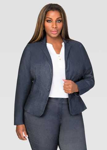 Single Button Denim Blazer