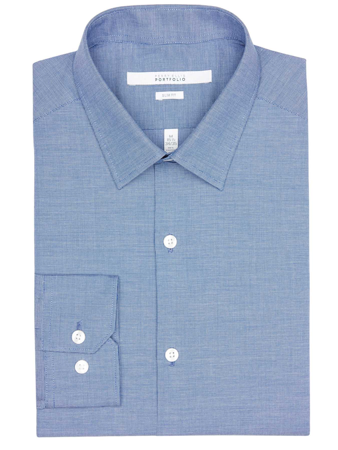 Perry Ellis Slim Fit Birdseye Portfolio Dress Shirt