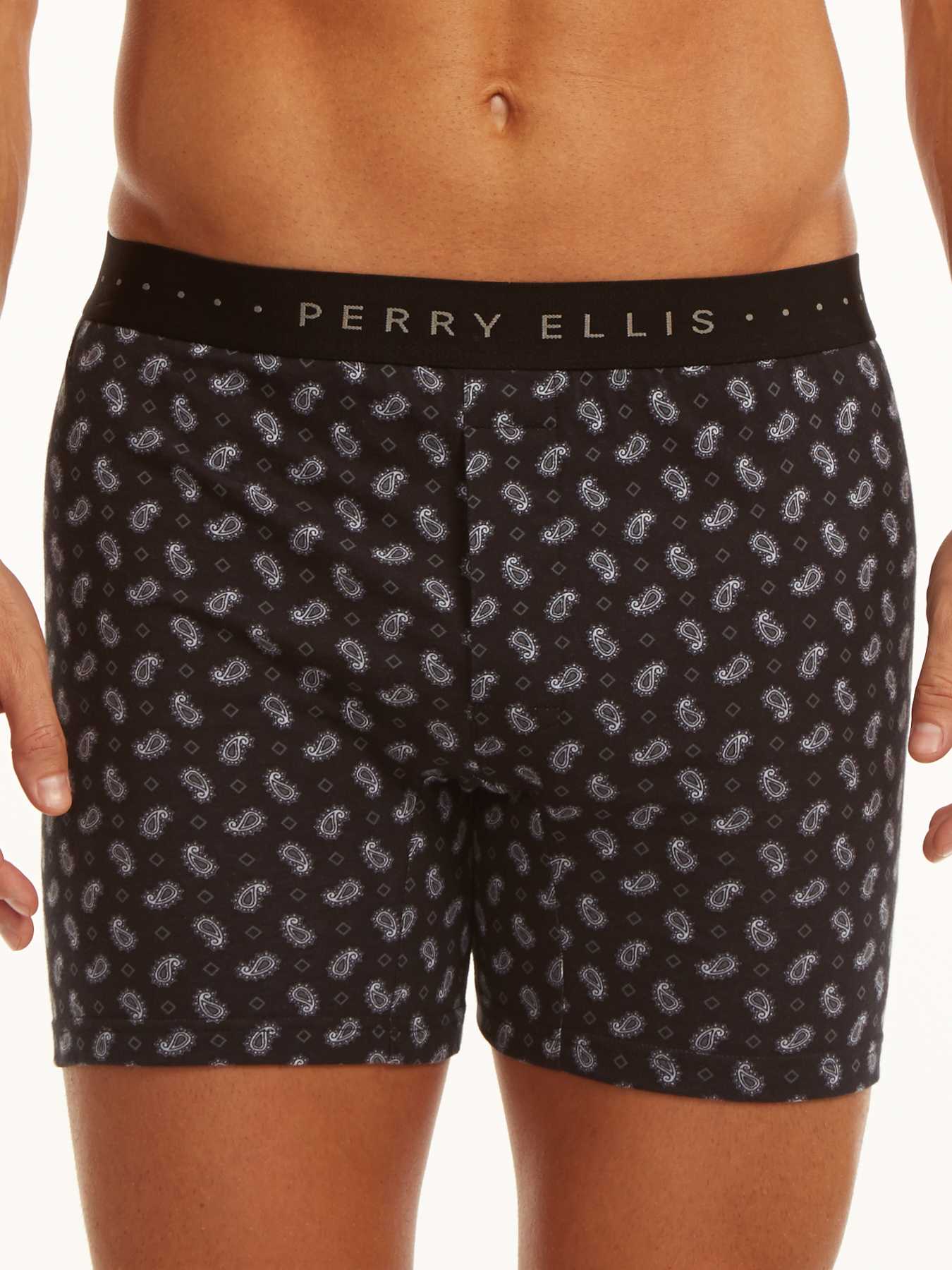 Perry Ellis Paisley Trim Cotton Boxer