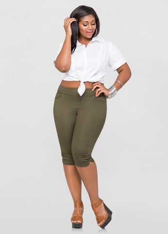 Pull-On Ruched Skimmer Pant