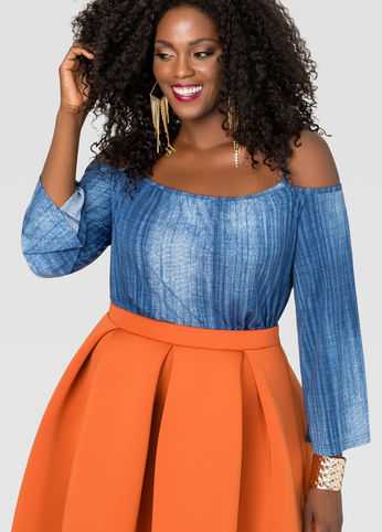 Cold Shoulder Denim Top