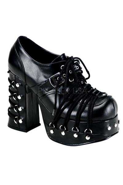Black Lace Up Studded Goth High Heels