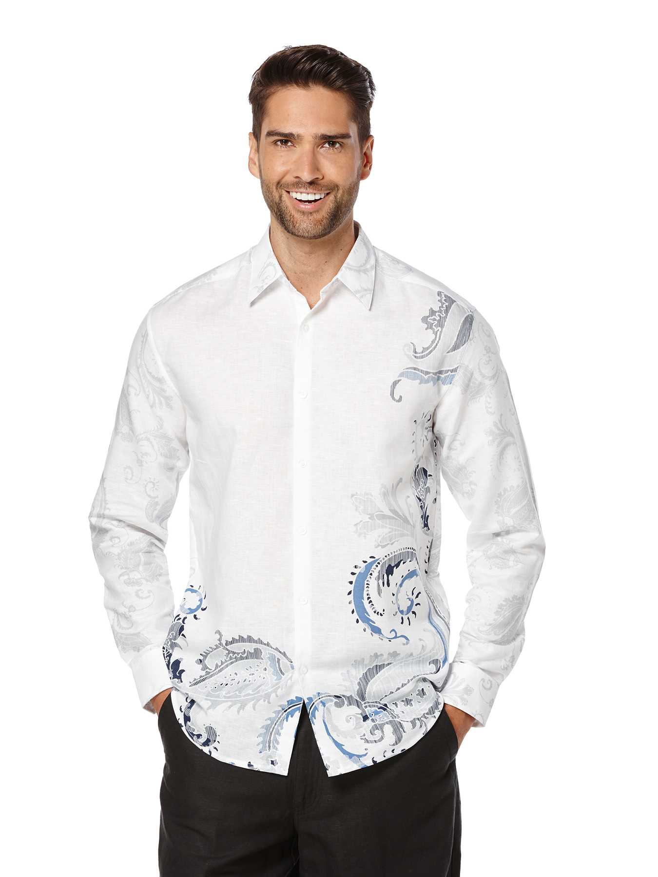 Cubavera Linen Long Sleeve Showstopper Paisley Print