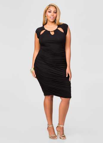 Ruched Triple Keyhole Dress