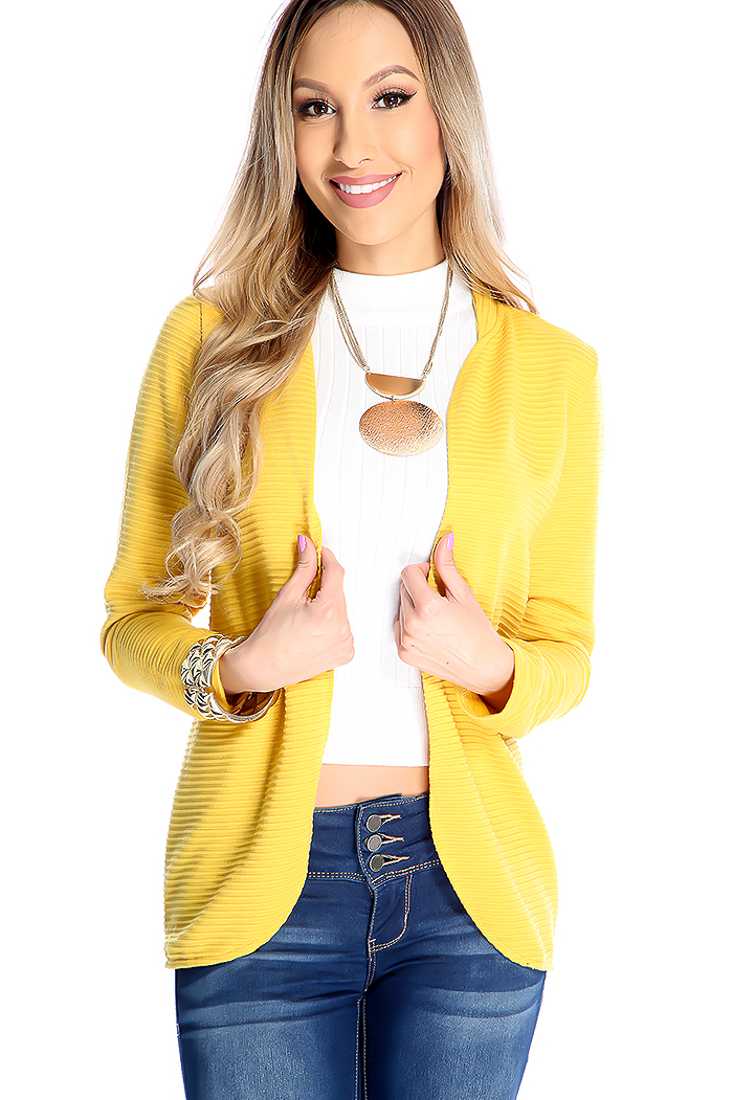 Casual Mustard Open Front Cardigan