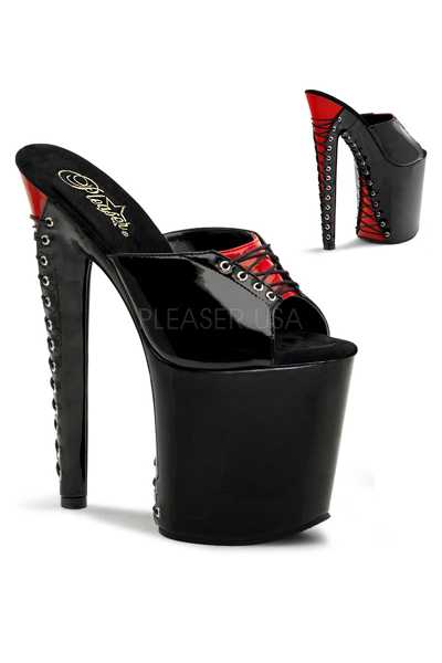 Black Red Patent Corset Platform High Heels