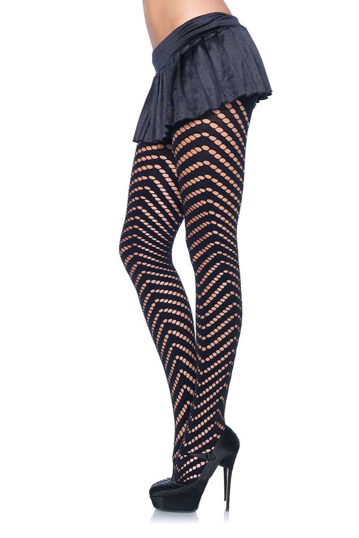 Black Opaque Woven Cut Out Tights