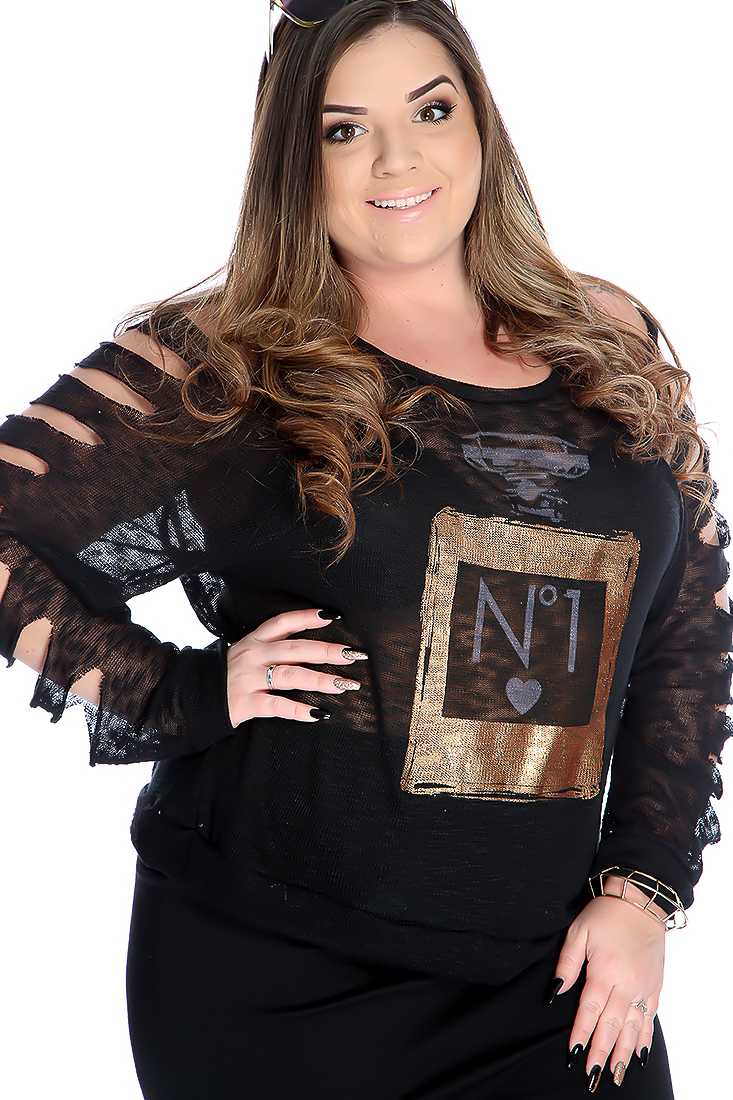 Stylish Black Strappy Cutout Long Sleeve Casual Top