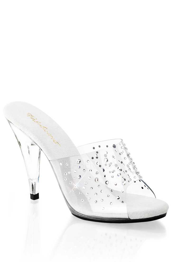 Clear Rhinestone Vamp Slip On High Heels Plastic
