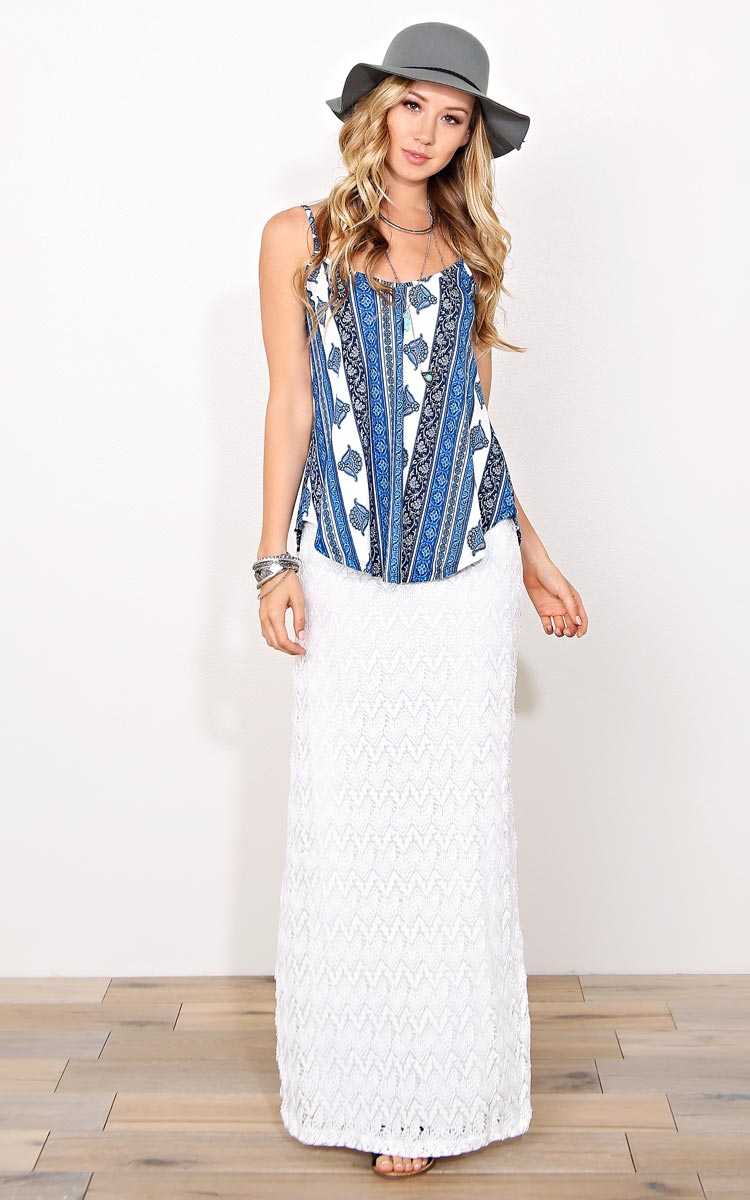 Paisley Swoon Knit Tank - - Navy Combo in Size by Styles For Less