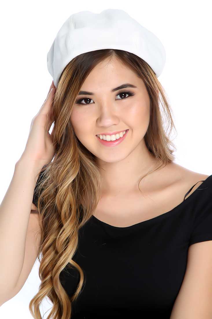 White Stitch No Brim Beret