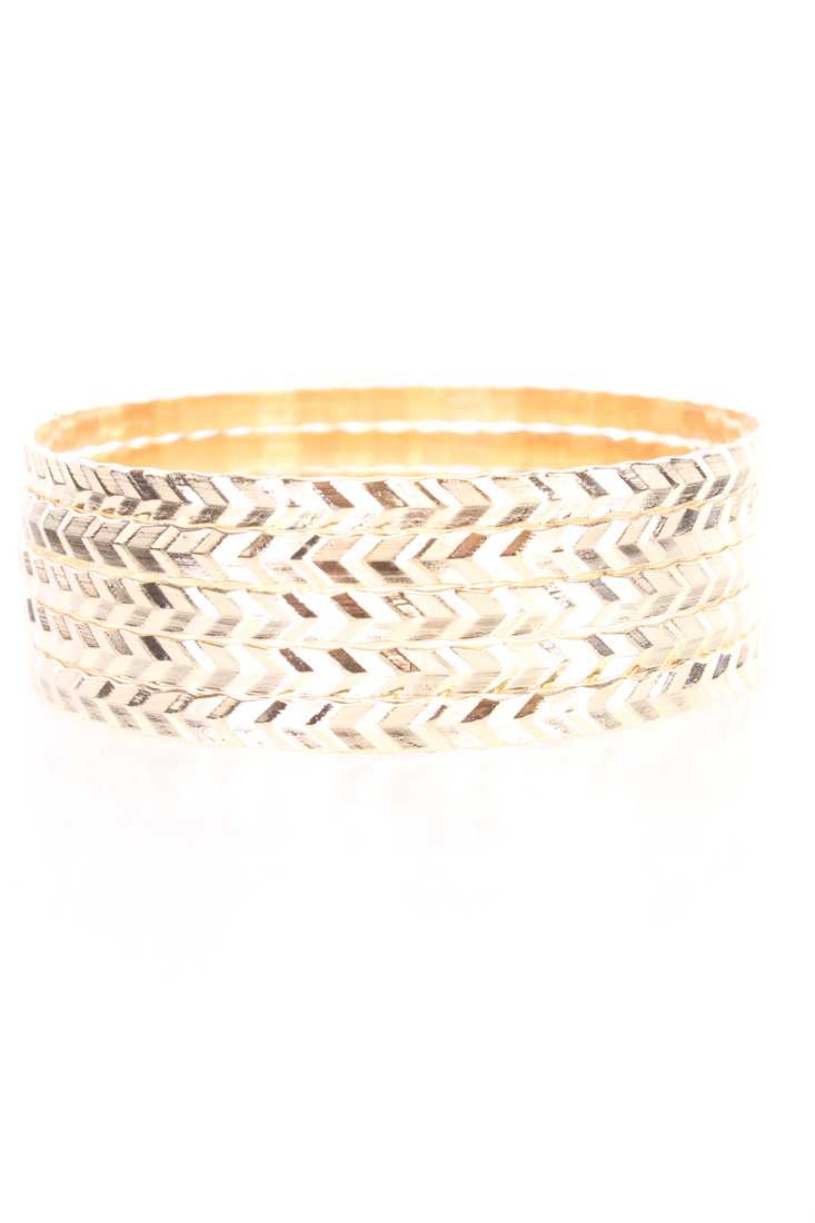 Gold Textured High Polish Metal Cute Bangle Bracelets